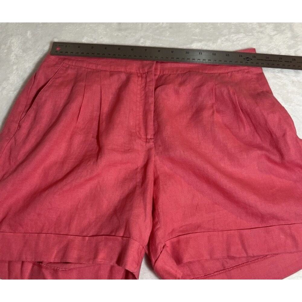 Boden Sz 8 Pink Linen Pleat Front Shorts Cuffed 6” Inseam Preppy Beachy Classic - Picture 8 of 16